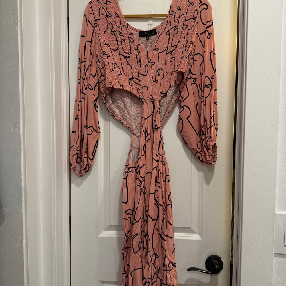 Eloquii Pink Abstract Backless Dress